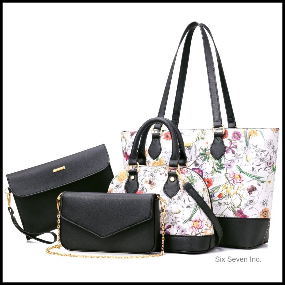 Synthetic Leather Tote Crossbody Shoulder Bag Set Versatile Multi-Style
